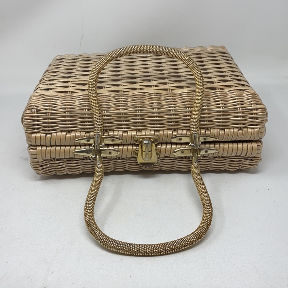 Vintage Structured Large Rectangle Woven Purse - image 4